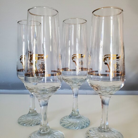 1988 Calgary Olympics Vintage Champagne Flutes- Set of 4 - Picture 3 of 3